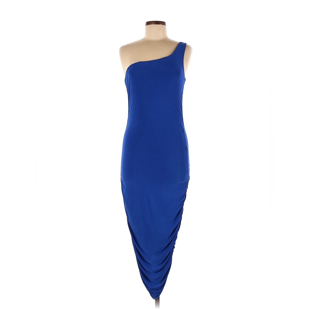 Fashion Junkee Royal Blue One Shoulder Midi Dress M